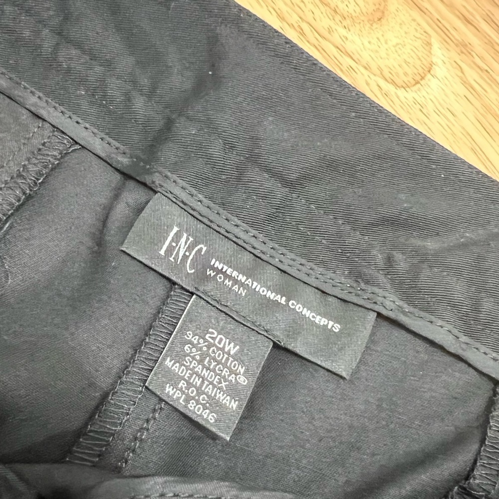 INC Stretch Classic Black Pants Flat Front Cuffed Hem Work Pants Basic Capsule - Picture 5 of 5